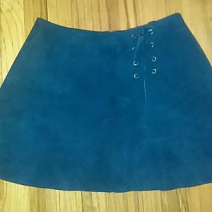Vintage Lord & Taylor Suede Mini Skirt Teal